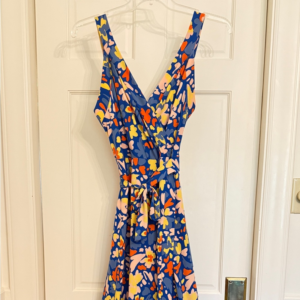 Elegant Floral Maxi Dress in Blue and Orange
